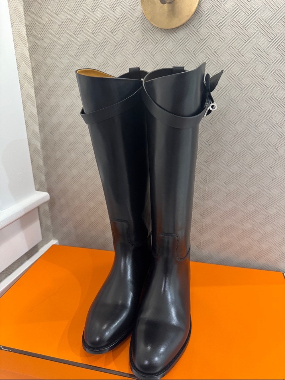 Classic Black Leather Riding/Jumping Boots with Silver Buckle size 41 US 11 - Picture 4 of 16